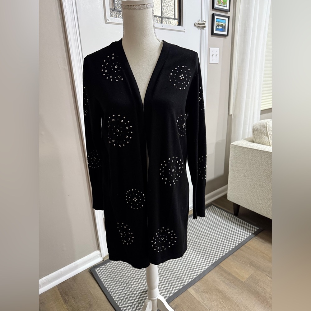 Chico’Black Cardigan with Silver Studded Design